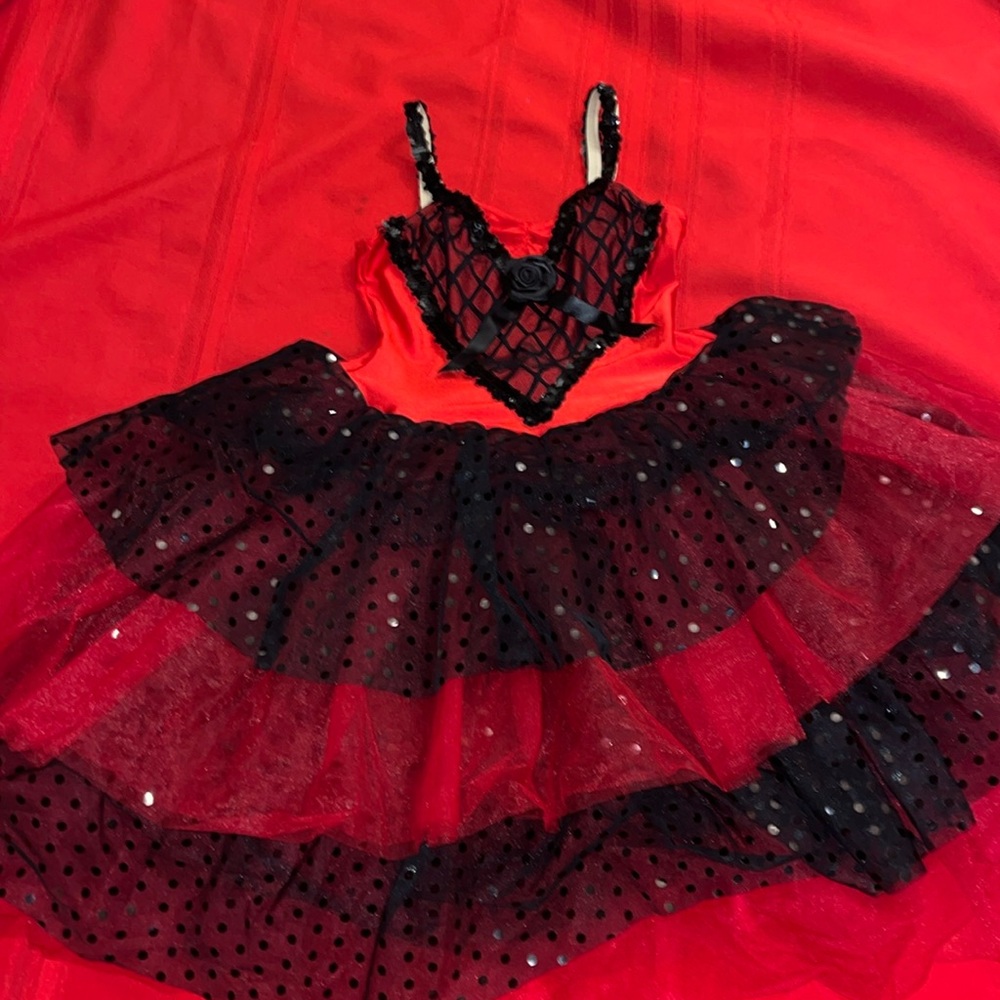 Red & Black Dance Costume Large-14